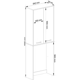Akord Waschmaschinenschrank FIN 64 x 180 x 30 cm Weiß