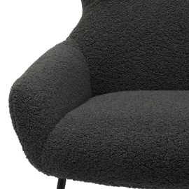 SalesFever Sessel mit Hocker Teddyfell 79 x 103 x 82 cm anthrazit