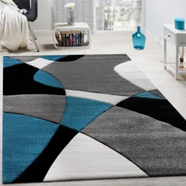 KADIMA DESIGN Teppich Kurzflor Abstrakt aus Polypropylen, Florhöhe: 12 mm, Türkis 80 x 150 cm