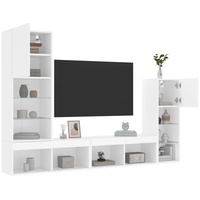 vidaXL TV-Schrank 4-tlg. Wohnwand mit LED-Beleuchtung Weiß Holzwerkstoff (1-St) weiß