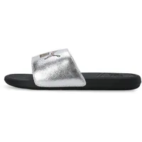 PUMA Unisex Cool Cat 2.0 Metallic Shine Slide Sandal, Silver Gold Black, 35.5 EU