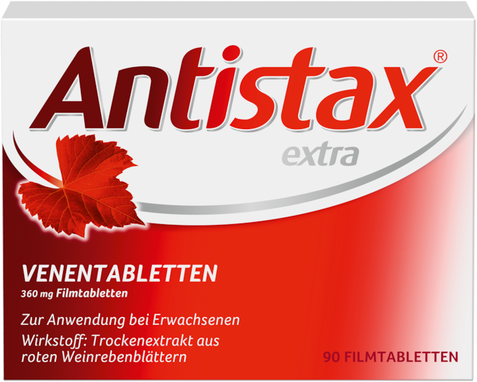antistax Antistax extra Venentabletten, Filmtablette 360 mg, mit der medizinischen Kraft des Roten Weinlaubs, bei schweren & geschwollenen Beinen, nächtlichen Wadenkrämpfen, Venenschwäche Venen & Krampfadern