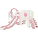 joyz Schaukel mit Spielturm und Rutsche 6-in-1 Rosa