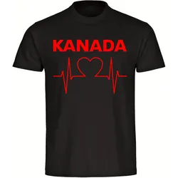 multifanshop Herren T-Shirt - Kanada - Herzschlag - Druck rot - Männer