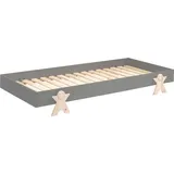 58 aufm Kessel Stapelbett Karlene 204x94x28 Kinderbett MDF Grau | Grau