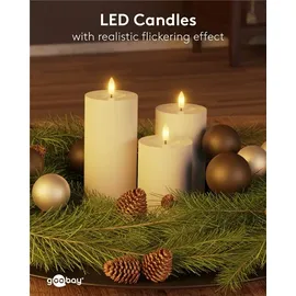 goobay LED-Kerzen 3er-Set 249 g weiß