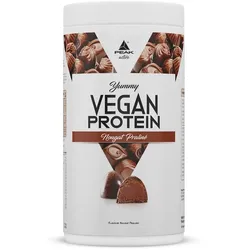 PEAK Yummy Vegan Protein - 450g - Geschmack Nougat Praliné I 15 Portionen I Proteinquellen: Kürbis, Favabohne, Erbse, Mandel, Hanf I frei von Gentechnik I glutenfrei 450 g