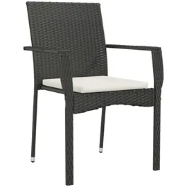 vidaXL Polyrattan Garten-Essgruppe 5-tlg. schwarz inkl. Kissen 3185120