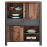 Kommode CARDIFF, Used Style dark Dekor - Matera Dekor - B 109 cm - 2 Türen - 1 Schublade