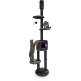 Petrebels Kratzbaum Deckenhoch Höhenverstellbar 245-265 cm, mit Deckenspanner, Anna 265, Farbe Schwarz