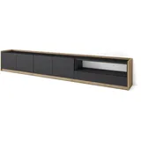 SKRAUT HOME Lowboard 310x50x37 cm Schwarz Eiche Holzwerkstoff