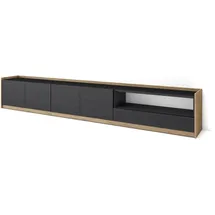 SKRAUT HOME Lowboard 310x50x37 cm Schwarz Eiche Holzwerkstoff