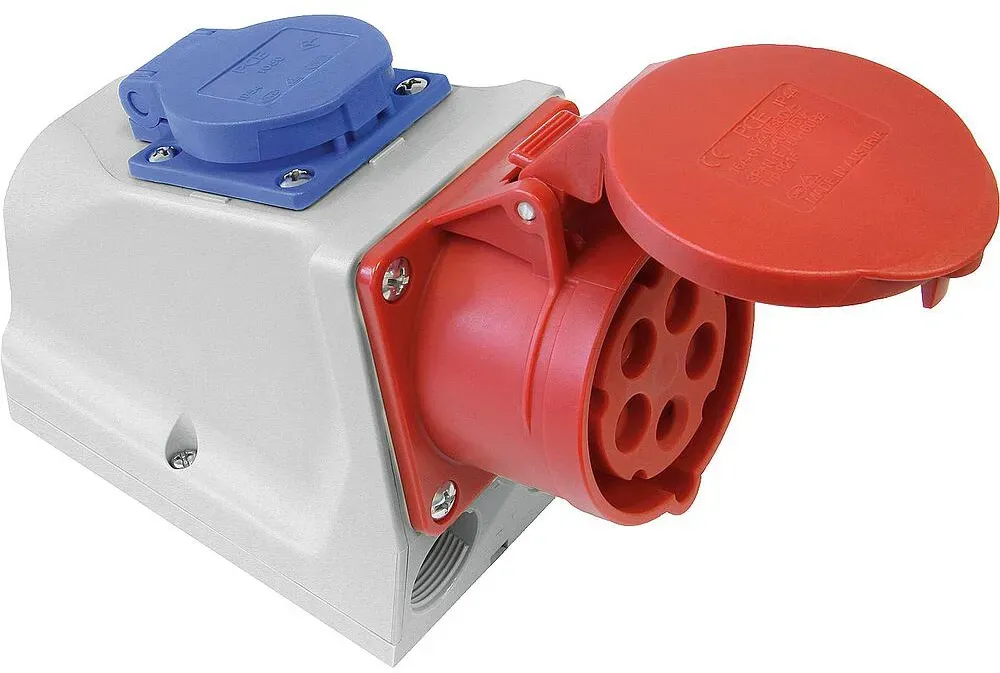 CEE-Wandsteckdose Combo IP44 400V, 16A mit Schukosteckdose PCE