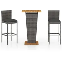 vidaXL Gartenbar Set 3-tlg. Grau