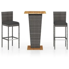 vidaXL Gartenbar Set 3-tlg. Grau