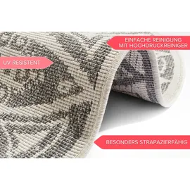 freundin Home Collection Teppich Lilja Wendeteppich", beige (creme, grau), H:5mm Ø:100cm, Polypropylen (PP), freundin Home Collection Teppiche, Teppich, In-& Outdoor, beidseitig, Wetterfest, Balkon, Garten, Wohnzimmer