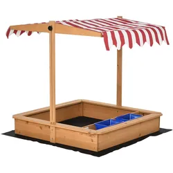 Outsunny Sandkasten Tannenholz, Vliesboden, Polyester, Kunststoff