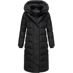 NAVAHOO Damen Steppmantel Lang Jacke Stepp Wintermantel gefüttert Anorak Parka Kapuze & Kragen Engelsfeder