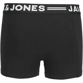 Jack & Jones Junior "SENSE TRUNKS 3-PACK NOOS", Jungen, Gr. 176, 3 Stk., schwarz (schwarz detail:schwarz wasitband with weiß logo), Jersey, Obermaterial: 95% Baumwolle, 5% Elasthan, unifarben, eng, Unterhosen