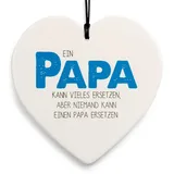 SIKORA Geschenk Herz aus weißem Steingut mit liebevollen Botschaften für jeden Anlass, Farbe/Modell:PH10 - für Papa - niemand kann Papa ersetzen