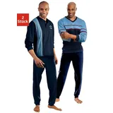 LE JOGGER Pyjama Packung, 2 Stück, 4 tlg. Schlafanzug für Herren in langer Form, Gr. 44/46 (S), blau marine, , 425644-44