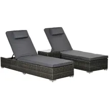 Outsunny Poly-Rattan, Grau, Kunststoff, 60x91x195 cm, Gartenmöbel, Gartenliegen