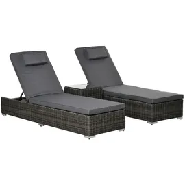 Outsunny Poly-Rattan, Grau, Kunststoff, 60x91x195 cm, Gartenmöbel, Gartenliegen