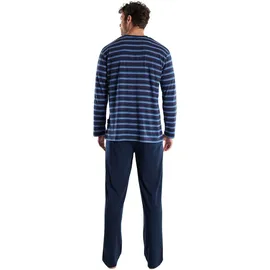 Götzburg Pyjama Schlafanzug lang Blau XL