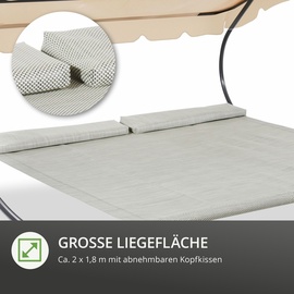 LECO Doppelliege 200 x 200 x 110 cm beige  inkl. Sonnendach