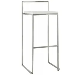 Barhocker mit Kunstledersitz 75 cm | Stapelbarer Barstuhl aus gebürstetem Edelstahl | Designer Küchenhocker im Industriestil | Kadima Design