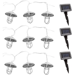 LED Solar Lichterkette Aussen Solarlampe Garten Dekoration Landhaus Stil, Akku Erdspieß, silber, 30x LED warmweiß, DxL 6x200 cm