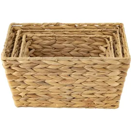 Echtwerk Aufbewahrungskorb 3er Set aus Wasserhyazinthe 37 x 22 x 20 cm braun
