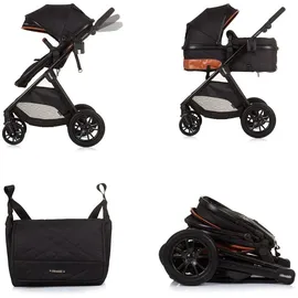 Chipolino Kinderwagen Harmony 2 in 1 Wickeltasche, Getränkehalter, Fußabdeckung schwarz