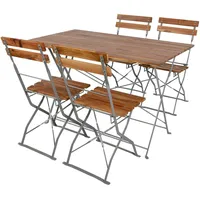 Mojawo Biergarten Set Klapptisch + 4 Klappstühle Stahl 120x60cm