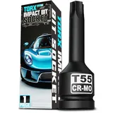 KIRXST Kraft Torx Bit Schlagschrauber Nüsse T55, Bit Einsatz 1/2 Zoll, 78mm Kraft Nüsse für Torx Schrauben für KFZ, Motorinstandseztung, Bremsenwartung