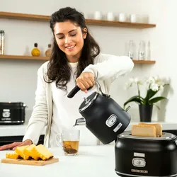 Westinghouse Retro Frühstücksset, 2-Schlitz Toaster + Wasserkocher 1,7L, schwarz