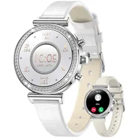 Elegante Smartwatch Damen mit Telefonfunktion 2026 Silber rund mit Blutdruckmessung für Android und Apple Geräte wasserdicht mit Armbandwechsel - Silber