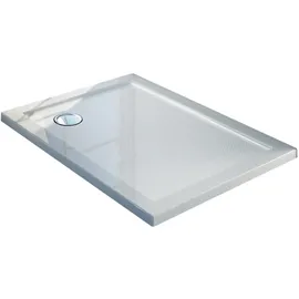 Idralite Duschwanne 110x80x4 mit Erhöhte Kante Rechteckig Glänzed Weiß mod. Flower
