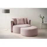 LeGer Home by Lena Gercke XXL-Sessel »ISALIE, Rundsessel mit Hocker, Lesesessel, Loveseat, Big-Sessel«, (Set), trendige Stoffe, 3 Zierkissen, große Sitzfläche, Cord, Samt, Bouclé