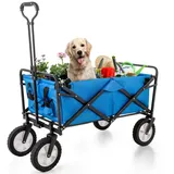 REDOM Bollerwagen Boller Wagen Handwagen Transportwagen Zusammenklappbarer faltbar (tragbar Strandwagen Gartenwagen Faltwagen mit verstellbarem Griff), All Terrain Trolley bis 100kg blau