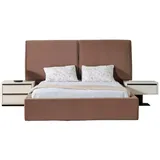 Xlmoebel Schlafzimmer-Set Schlafzimmermöbel Schlafzimmer Ensemble Doppelbett Nachtkommoden 3tlg, (3-tlg., Bett, 2x Nachttische), Hergestellt in Europa beige