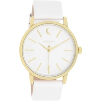 OOZOO Quarzuhr Oozoo Damen Armbanduhr Timepieces Analog, (Analoguhr), Damenuhr rund, groß (ca. 40mm) Lederarmband, Fashion-Style weiß