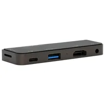 Exsys EX-1222HM 5in1 USB-C Mini Dock (USB-C, 5 Ports), Dockingstation + USB Hub, Grau
