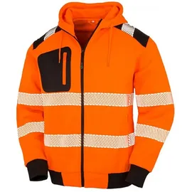 Result Genuine Recycled Unisex Sicherheits Kapuzen Sweatjacke Warnschutz-Sweatshirt R503X fluorescent orange/black XL