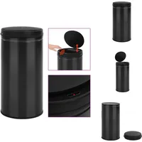 vidaXL Automatischer Sensor-Mülleimer 70 L Kohlenstoffstahl Schwarz - Mülltonnen & Abfalleimer - Schwarz