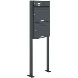 AL Briefkastensysteme 2er Standbriefkasten Anthrazitgrau inkl. Zeitungsfach