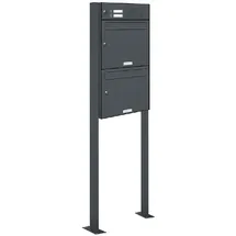 AL Briefkastensysteme 2er Standbriefkasten Anthrazitgrau inkl. Zeitungsfach