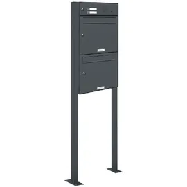 AL Briefkastensysteme 2er Standbriefkasten Anthrazitgrau inkl. Zeitungsfach