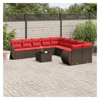 vidaXL Gartensofa-Set 11-tlg. braun Polyrattan