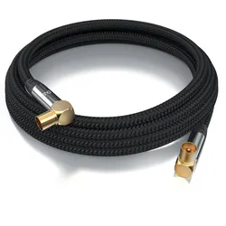 Primewire HDTV Antennenkabel gewinkelt mit Braiding - 2-fach Schirmung - Stoffummantelung - 75 Ohm / 135 dB - 1 m